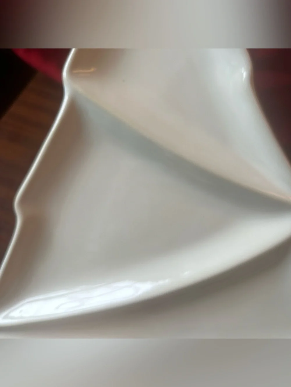 Crate & Barrel Christmas Tree Divided Serving Platter White Stoneware Holiday